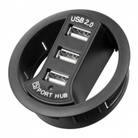 HUB USB 2.0 3 porte - Foro 6 cm, Nero