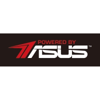Adesivo Powered by Asus, 110x25 mm - Rosso/Bianco