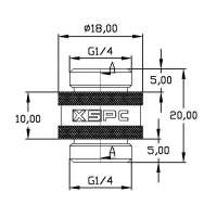 XSPC Adattatore 10mm 2x G1/4 V2 - Cromato