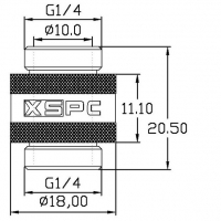 XSPC Adattatore 10mm 2x G1/4, Ruotabile - Nero