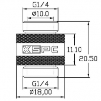 XSPC Adattatore 10mm 2x G1/4, Ruotabile - Nero Cromato