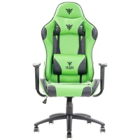iTek Gaming Chair PLAYCOM PM20 - PVC, Doppio Cuscino - Verde/Nero
