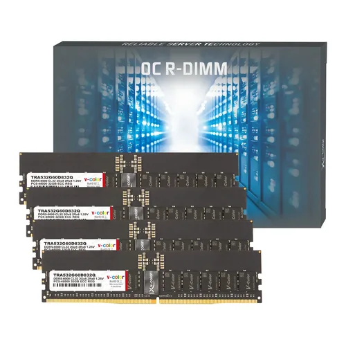 V-Color OC RDIMM DDR5-6000 CL32 AMD EXPO Quad-Kit - 128 GB (4x 32 GB), Nero