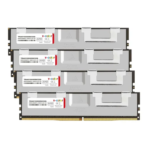 V-Color OC RDIMM DDR5-6000 CL32 AMD EXPO ECC Quad-Kit - 64 GB (4x 16 GB), Argento