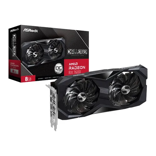 ASRock Radeon RX 7600 Challenger 8GB GDDR6 - Scheda Video AMD RDNA 3, Dual-Fan RGB