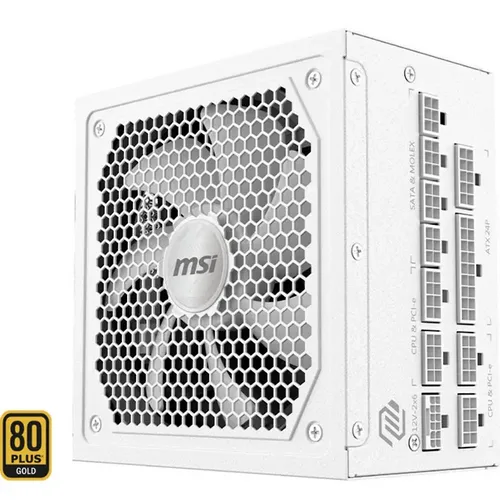 MSI MAG A1000GL PCIE5 - Alimentatore 1000W 80 Plus Gold ATX 3.1 PCIe 5.1 - Bianco