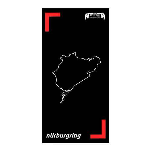 Speedy Rugs Nürburgring P90 Premium - Tappeto Protettivo per Rig Sim Racing 180 x 90 cm, Base Antiscivolo - Nero e Rosso