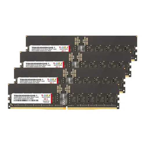 V-Color OC R-DIMM DDR5-6000 CL38 AMD EXPO ECC Octa-Kit - 512 GB (8x 64 GB), Nero