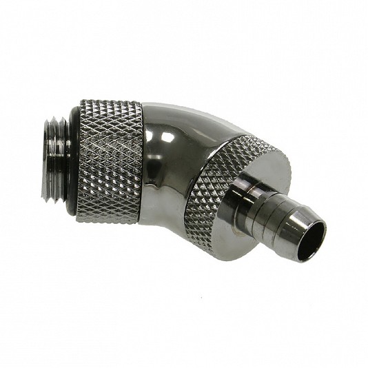 Bitspower Connettore 45 Gradi passo 1/4" x tubo ุ6mm - black, ruotabile Bitspower Connettore 45 Gradi passo 1/4" x tubo ุ6mm - black, ruotabile