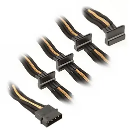 Silverstone Adattatore da Molex a 4x SATA 30 cm - sleeved Oro/Nero Silverstone Adattatore da Molex a 4x SATA 30 cm - sleeved Oro/Nero