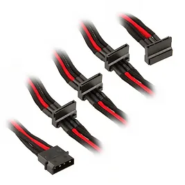 Silverstone Adattatore da Molex a 4x SATA 30 cm - sleeved Rosso/Nero Silverstone Adattatore da Molex a 4x SATA 30 cm - sleeved Rosso/Nero