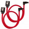 Corsair Premium Sleeved SATA Cable, 90° - SATA 6Gbps 30cm, Rosso