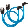Corsair Premium Sleeved SATA Cable, 90° - SATA 6Gbps 30cm, Blu