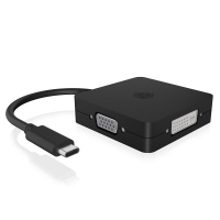 Icy Box IB-DK1104-C Adattatore video USB-C, HDMI, DP, DVI-D, VGA - Nero