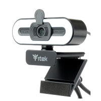 iTek W401L Webcam con microfono, FullHD, 30FPS, USB, Treppiede, Luce LED 3 mode - Nero