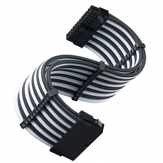 Silverstone Prolunga 24 pin ATX, 300mm - Sleeved Nero/Bianco Silverstone Prolunga 24 pin ATX, 300mm - Sleeved Nero/Bianco
