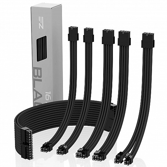 Kit Essential Prolunghe Sleevate ATX/EPS/PCIe con Pettini - Nero Kit Essential Prolunghe Sleevate ATX/EPS/PCIe con Pettini - Nero