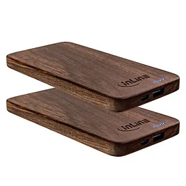 InLine PowerBank Woodplate USB, 5000mAh, Puro Legno di Noce, Kit 2 pezzi InLine PowerBank Woodplate USB, 5000mAh, Puro Legno di Noce, Kit 2 pezzi