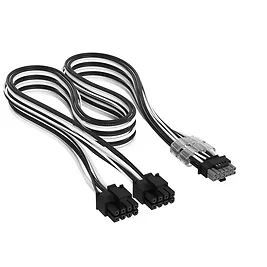Premium Individually Sleeved, 2x 8-Pin to 12V-2x6 600W Cable, Type 4, Bianco/Nero Premium Individually Sleeved, 2x 8-Pin to 12V-2x6 600W Cable, Type 4, Bianco/Nero