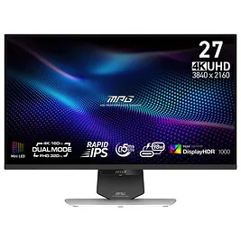 MSI MPG 274URDFW E16M Monitor 27" Mini‑LED 4K 160Hz / FHD 320Hz, HDR1000, Rapid IPS, USB‑C 98W MSI MPG 274URDFW E16M Monitor 27" Mini‑LED 4K 160Hz / FHD 320Hz, HDR1000, Rapid IPS, USB‑C 98W