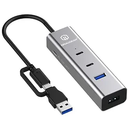 Graugear G-HUB2A2C1-PD Hub USB 3.2 Gen1 a 4 porte - 2x USB-C, 2x USB-A, Power Delivery - Argento Graugear G-HUB2A2C1-PD Hub USB 3.2 Gen1 a 4 porte - 2x USB-C, 2x USB-A, Power Delivery - Argento