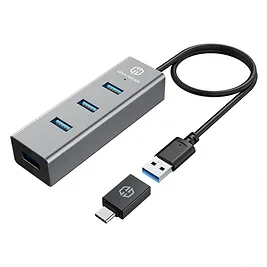 Graugear Hub USB 3.0 4 Porte USB-A 5 Gb/s - Alluminio con Adattatore USB-C Graugear Hub USB 3.0 4 Porte USB-A 5 Gb/s - Alluminio con Adattatore USB-C
