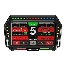 SOELPEC XR-5 Racing Display 5" - Display Telemetria Simracing Touchscreen con 33 LED RGB e Scocca in Alluminio - Nero SOELPEC XR-5 Racing Display 5" - Display Telemetria Simracing Touchscreen con 33 LED RGB e Scocca in Alluminio - Nero