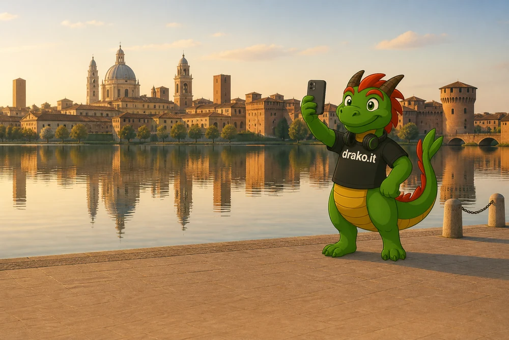 Negozio Drako.it di Mantova &ndash; la mascotte Drako sui laghi di Mantova